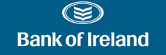 A white Bank of Ireland logo on a navy background