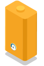 A yellow rectangular boiler