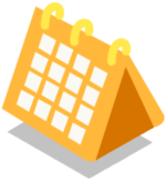 A yellow and white calendar