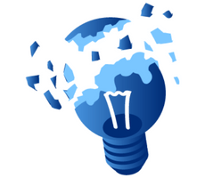 exploding light bulb blue