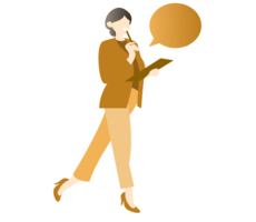 image of a person with a clipboard and speech bubble
