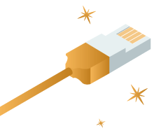 A gold ethernet cable plug