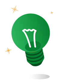 A green lightbulb