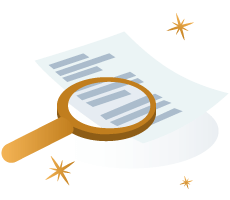 a magnifying glass hovering over a document