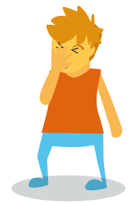 A boy facepalming himself