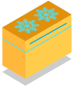 A yellow freezer with two snowflake symbols on it