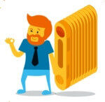 A man in front of a radiator making the OK sign