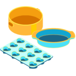 A selection of baking trays, pots and pans