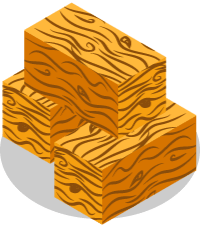 Three blocks of compacted wood