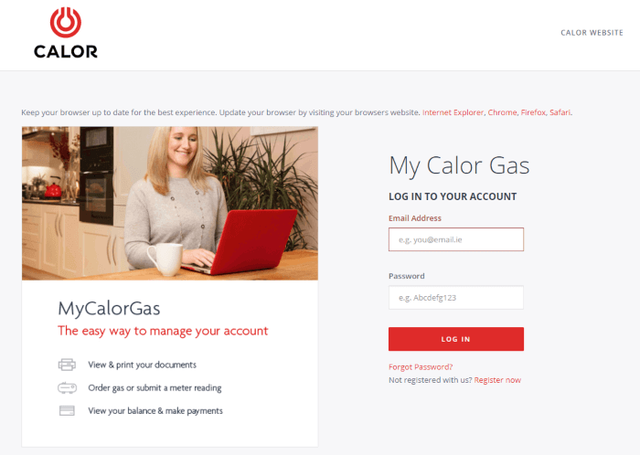 A screenshot of the My Calor Gas app
