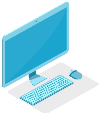A modern desktop PC monitor, keyboard and mouse