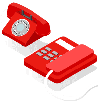 An old red telephone handset and a new one