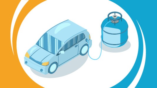 A car connected to an LPG cylinder