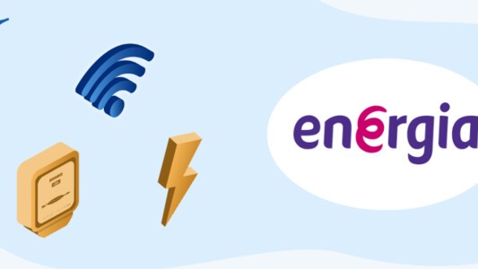 Energia logo next to a electricity meter