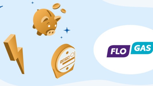 FloGas logo next to electricity symbols