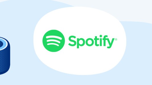 Spotify logo next to music speaker