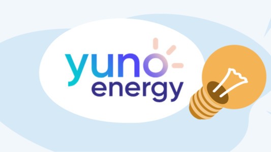 Yuno logo next to yellow lightbulb
