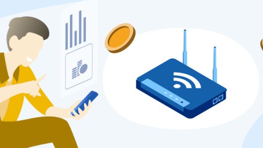 Image of a person topping up their broadband router