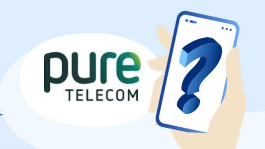 Image of the Pure Telecom logo next to a mobile phone