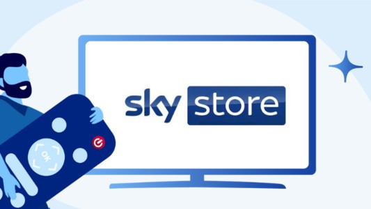 Image of the Sky Store logo on a TV