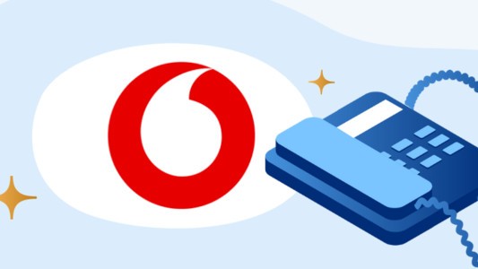 Image of a telephone next to the Vodafone logo