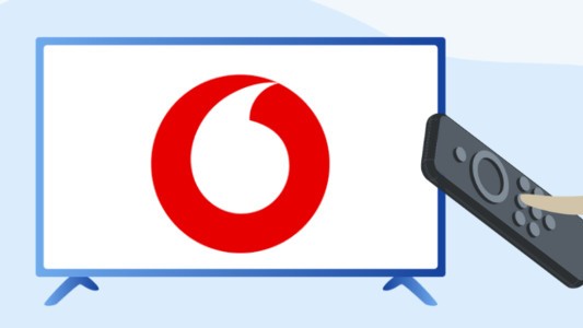 Image of the vodafone logo on a tv screen