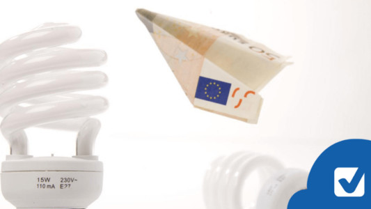 Euros flying away from electricity lightbulbs