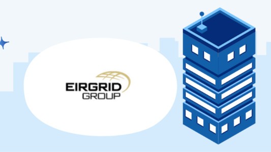 Eirgrid plc group logo next to electricity building
