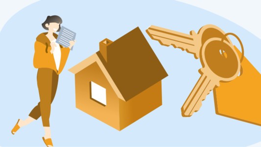 Keys to house with person trying to reach them