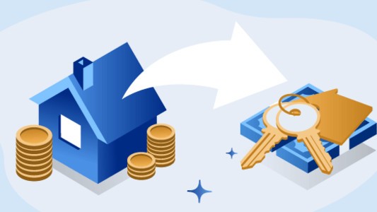 Rented house pointing towards buying set of keys