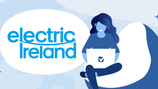 Person with laptop signing in to Electric Ireland online account