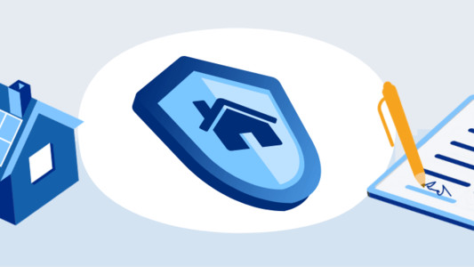 Lease agreement with pen over it and house shield