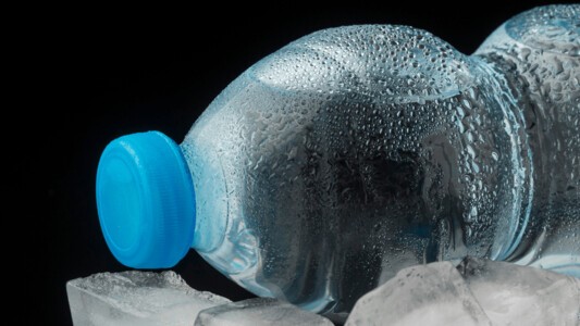 Frozen bottle of water