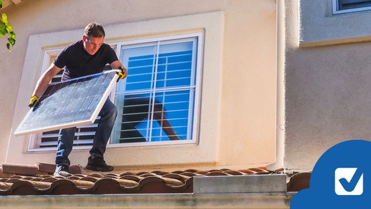 Solar panel installation on house