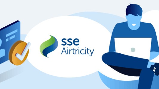 SSE Airtricity logo and person with a laptop