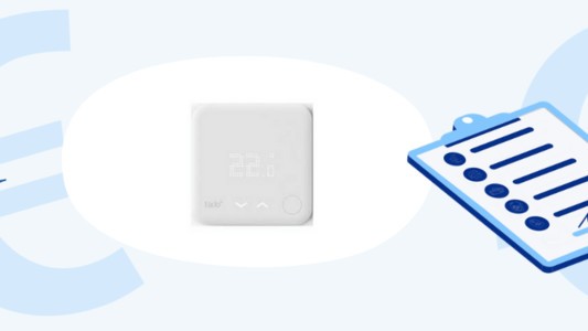 An open Tado thermostat, showing the front and the inside