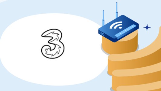 Three logo woth wifi router