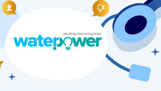 Waterpower logo with a customer service headset