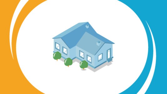 A blue tiny house