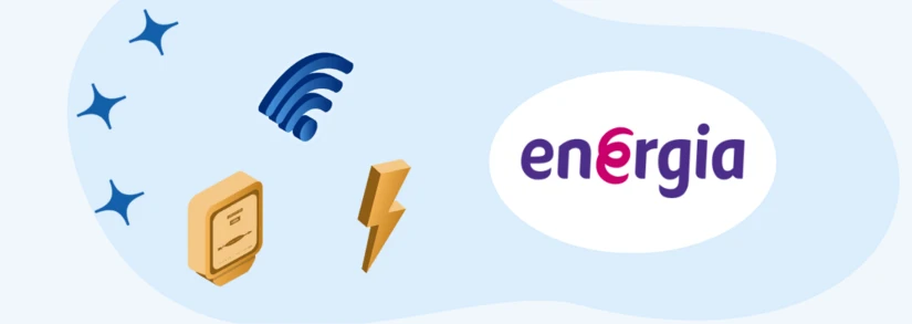 Energia logo next to a electricity meter