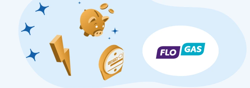 FloGas logo next to electricity symbols