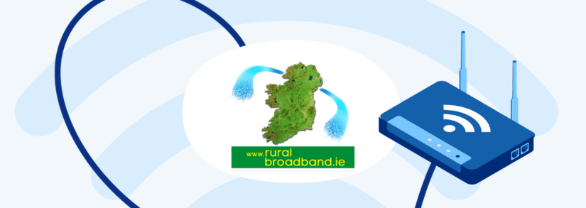 Image of the Rural Broadband logo next to an internet router