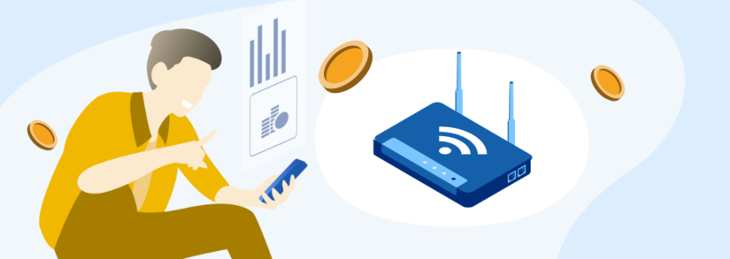 Image of a person topping up their broadband router