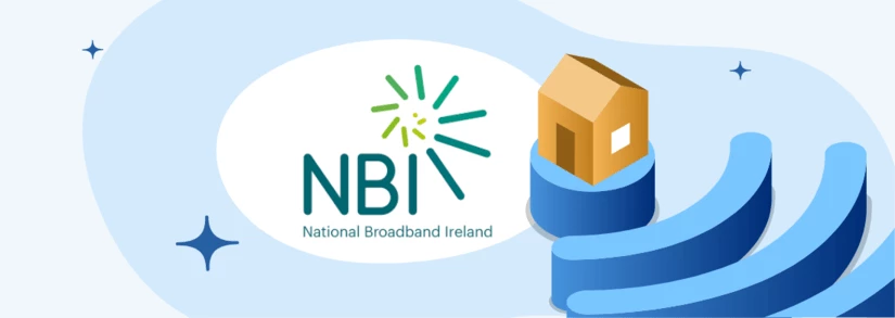 Image of the NBI Ireland logo next to a house and wifi signals