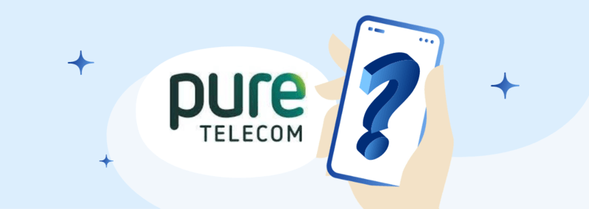 Image of the Pure Telecom logo next to a mobile phone