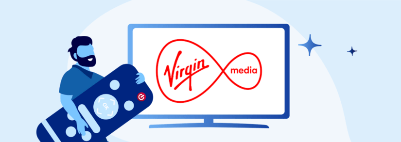 Image of the Virgin Media Logo within a TV