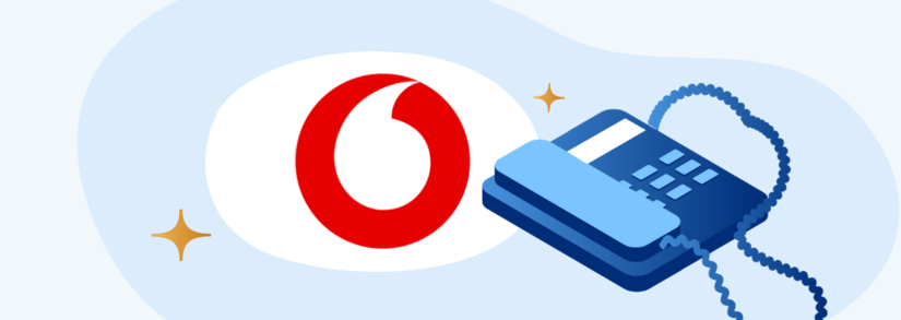 Image of a telephone next to the Vodafone logo