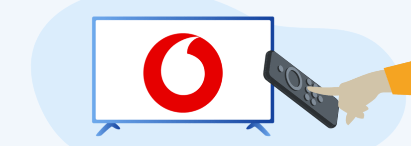 Image of the vodafone logo on a tv screen