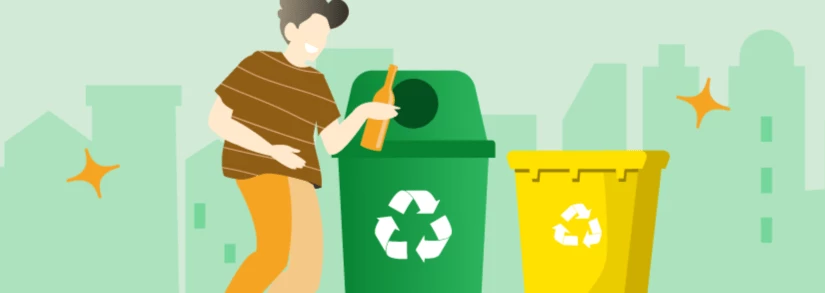 Image of a person using recycling facilities