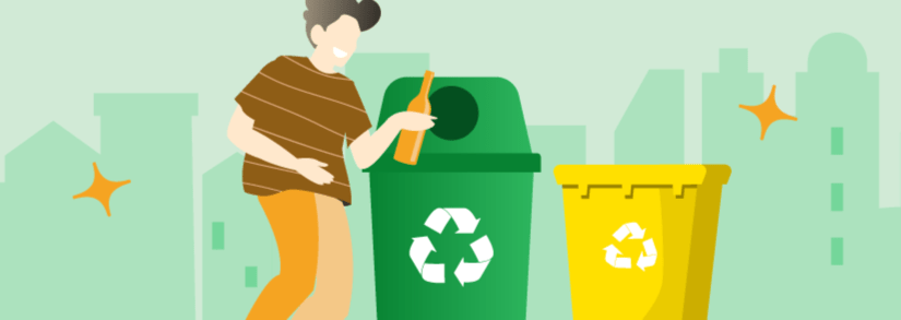 Image of a person using recycling facilities